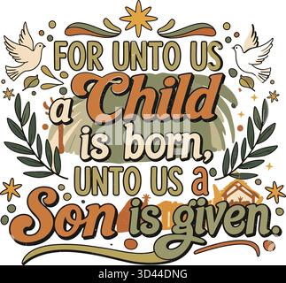 Retro Christmas Scripture Design Stock Vector