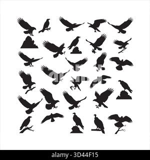 Majestic Birds of Prey Silhouette Vector Stock Vector