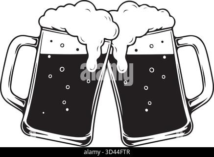Cheers Beer Mugs Clinking T-Shirt Stock Vector