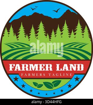Farming landscape logo Stock Vector