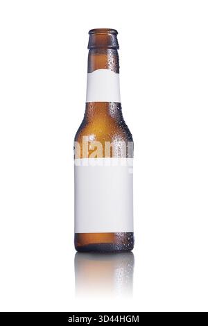 Beer bottle with a blank label on a white background Stock Photo