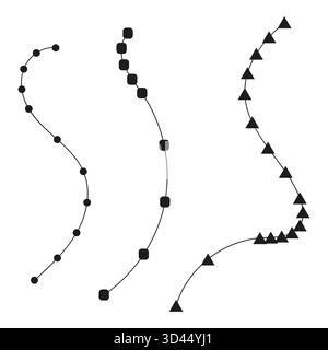 Curved abstract lines. Dotted dash Vector shapes. Geometric pattern element. Artistic motion concept. EPS 10. Stock Vector
