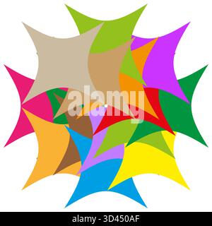 Abstract star shapes. Colorful geometric elements. Overlapping flat design. Vector modern graphic. EPS. Stock Vector