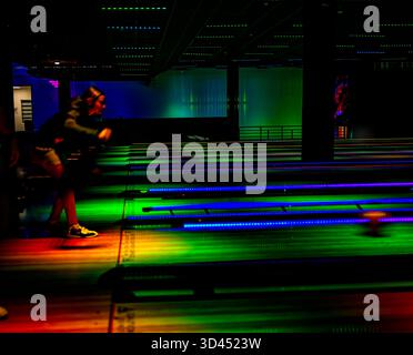 Strike 10 ten lane bowling center in Boca Raton Stock Photo
