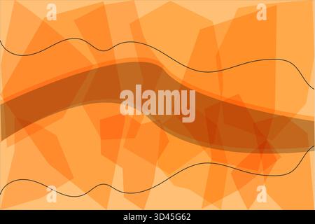 A vibrant and dynamic abstract vector illustration featuring overlapping polygonal shapes in warm tones of orange, beige, and brown. The central curve Stock Vector
