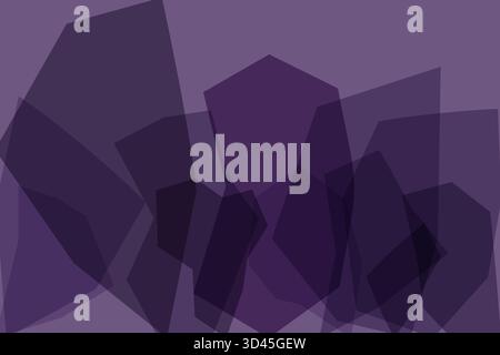 A modern abstract vector design featuring overlapping polygons such as hexagons and pentagons in shades of purple, from light lavender to deep violet. Stock Vector