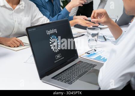 Software update on computer for brisk version of device software upgrade Stock Photo