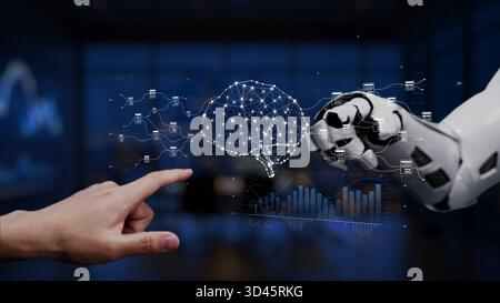 illustration about human and artificial intelligence interaction Stock ...