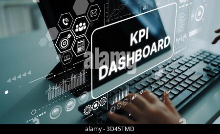 Modern Business KPI Dashboard Displaying Key Performance Indicators with Interactive Data Visualizations and Analytics Tools. Asymptotic smart data Stock Photo