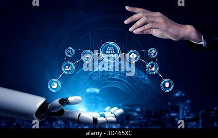 AI drives data-driven decisions with intelligent analytics, smart data visualization, and cloud-based tools that process, interpret, and guide Stock Photo
