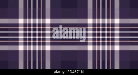 Performance plaid texture pattern, 40s background textile check. Commercial seamless tartan fabric vector in dark and white colors palette. Stock Vector