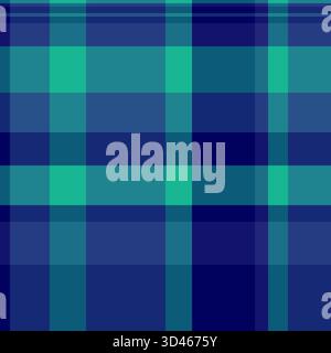Vibrant texture tartan check, track plaid textile pattern. Fade seamless vector background fabric in blue and cyan colors palette. Stock Vector