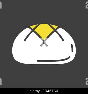A simple black glyph icon of a round, artisan-style boule bread. This icon is great for bakery menus, cooking apps, or food blogs. Stock Vector