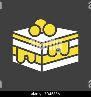 A black glyph icon of a slice of Napoleon cake with multiple layers and a sweet topping. Ideal for dessert menus, bakery websites, or culinary blogs. Stock Vector