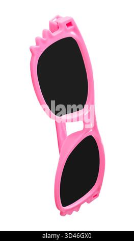 Black and pink sun glasses or goggles toy is isolated on white background with clipping path. Stock Photo