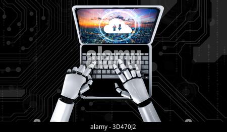 Cloud computing software for modish remote work and personal data storage Stock Photo