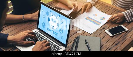Chatbot software application for modish online business that automatically reply to customer questions Stock Photo