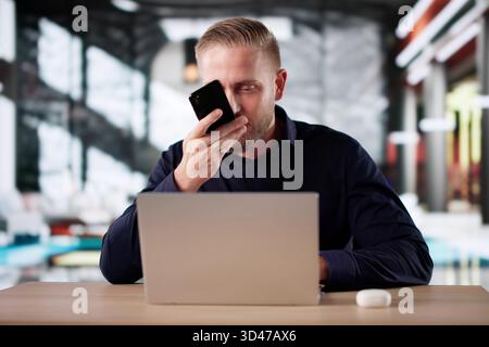 Virtual Hospitality Coach Speaking With Client Using Digital Communication Technology Stock Photo