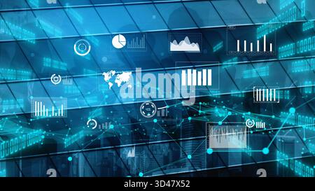 A modern abstract background featuring financial technology themes, data visualization, and graphs with a vibrant digital design ideal for business Stock Photo