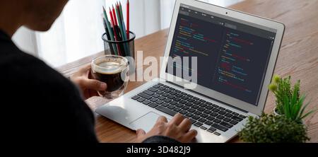 Software development programming on computer screen for modish application and program coding Stock Photo