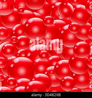 Air soap foam red bubble seamless pattern Stock Vector