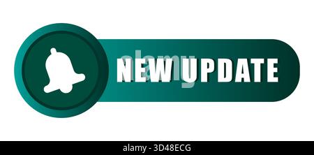 New update banner. Fresh version notification. Software Vector patch. System upgrade tag. Stock Vector