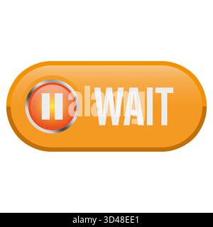Wait button icon. Orange rectangular shape. Digital pause symbol. Vector web element. Stock Vector
