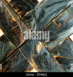 The ends of the wooden bars on which there are traces of saw cuts with burned edges Stock Photo