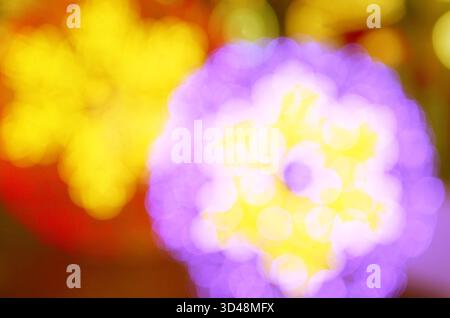 Abstract Blurred Sparkling Vibrant Colored Snowflakes Christmas Ornaments Stock Photo