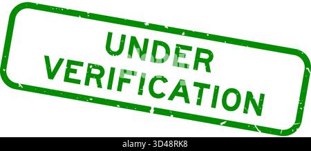 Grunge green verification word square rubber seal stamp on white ...