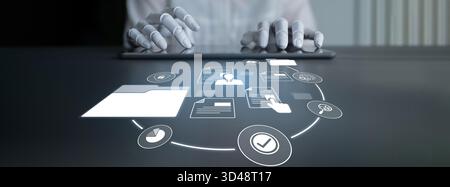 AI supports digital document management with secure file access, user control, and efficient workflow, helping administrators and teams organize and Stock Photo