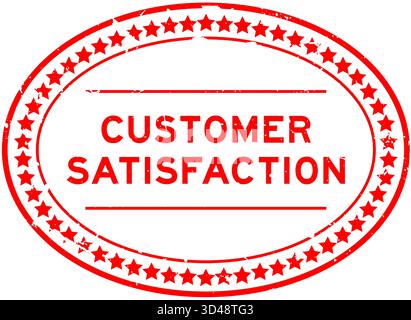 Grunge red customer satisfaction word oval rubber seal stamp on white background Stock Vector