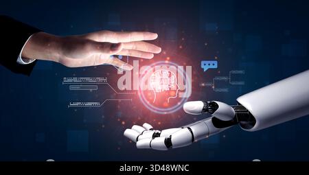 AI generating intelligent data connections and automating communication through neural processing to enhance insight creation and digital Stock Photo