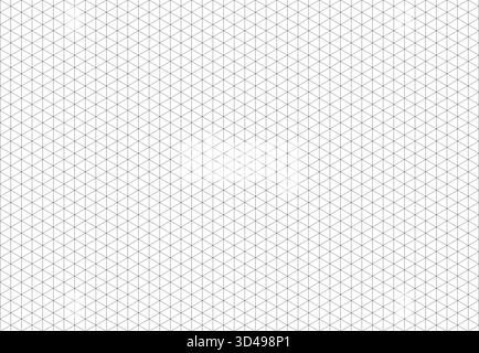 Isometric squared grid. Notebooks sheet blank template. Black isometric line guides. Printable 3d perspective backdrop. Mathematic typography pattern Stock Vector