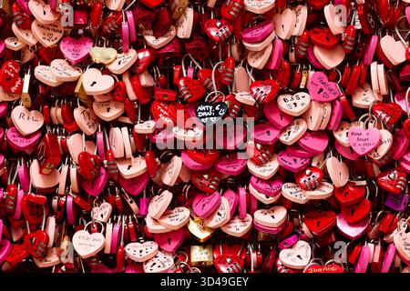 Heart shaped padlocks, House of Juliet, Verona, Italy Stock Photo