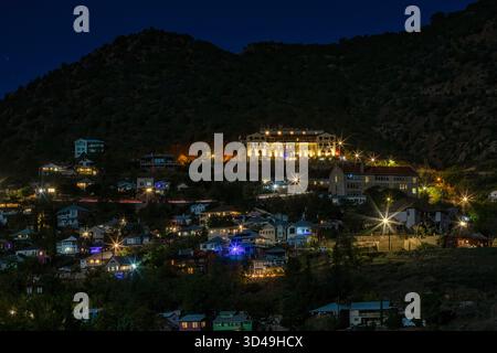 A night time image of Jerome, Arizona.  Dark Stock Photo