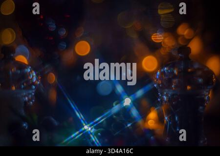 Reflections in Orbit: Bokeh and Starburst Elegance Stock Photo