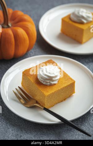 Food, Pumpkin or butternut squash cottage cheesecake Stock Photo
