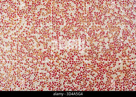 Wall background with red and white triangle shaped mosaic tile Stock Photo
