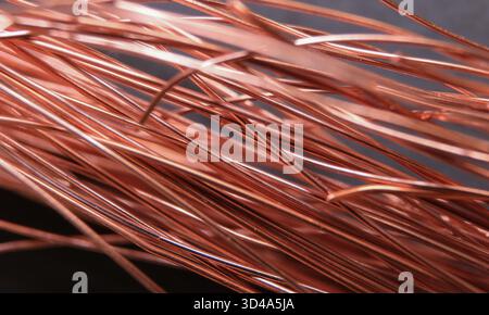 Abstract copper lines texture on black floor Stock Photo