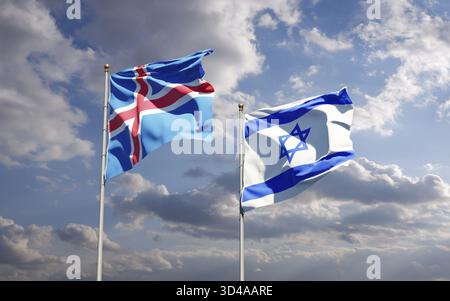 Beautiful national state flags of Israel and Algeria together at the ...