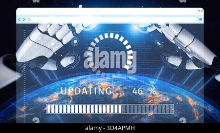 Knowledge upgrade and software update, digital skills improvement, competitive advantage, continuous learning, and staying up to date with latest Stock Photo