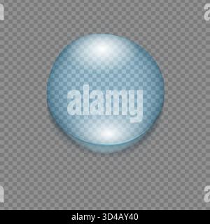 A Reflective, Transparent Sphere Showcasing a Glossy Surface and Subtle Light Reflections, Against a Checkered Background Stock Vector