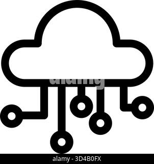 This icon represents cloud computing- showcasing a cloud connected to a decentralized network- ideal for AI- data storage- and computer network visual Stock Vector