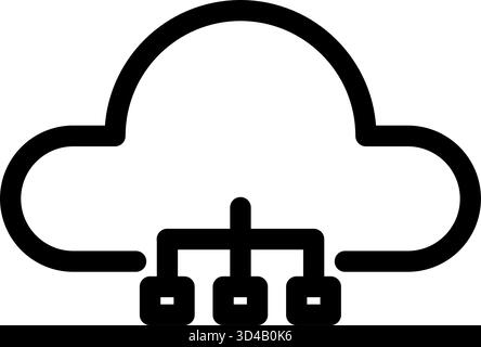 This icon represents a cloud computing network with decentralized data storage- ideal for illustrating distributed systems or AI applications. It's pe Stock Vector