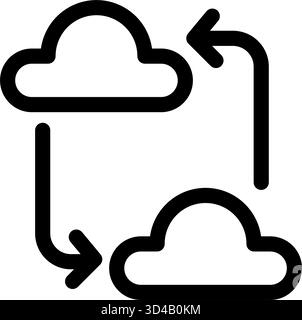 This icon visually represents the seamless transfer of data between two cloud servers- ideal for illustrating cloud synchronization or data migration Stock Vector