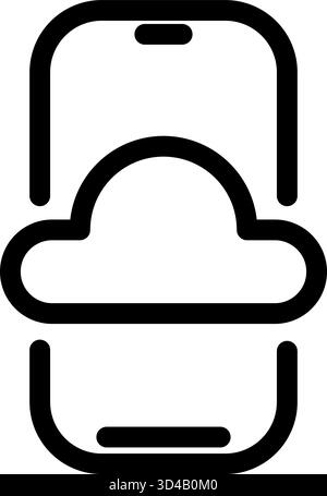 This icon represents cloud storage- showcasing seamless data backup and access via mobile phone. Ideal for app development- tech companies- and websit Stock Vector