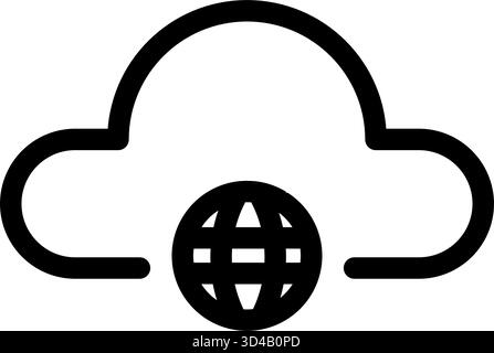 This icon represents global cloud computing- ideal for illustrating worldwide data storage- AI- and decentralized networks. Its clean design is perfec Stock Vector