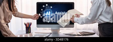 Generative AI virtual assistant tools for prompt engineer and user for ease of engage artificial intelligence AI technology help people to work with Stock Photo