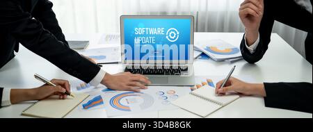 Software update on computer for brisk version of device software upgrade Stock Photo